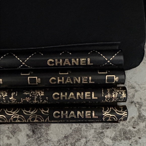 New in box CHANEL Black and Gold Decorative Pencil Set AND NIB Chanel Book Mark - Picture 2 of 10